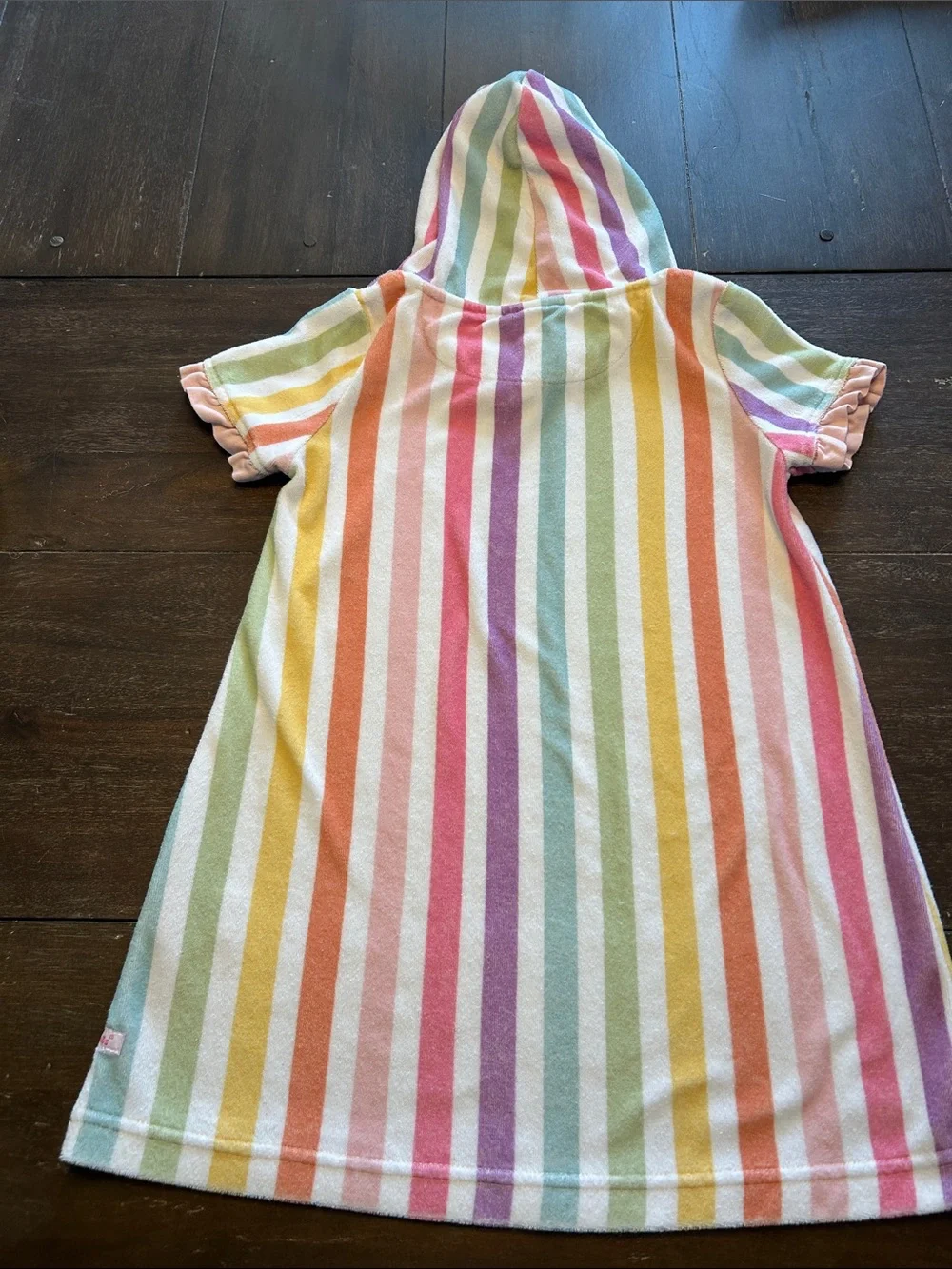 Ruffle Butts Striped Terry Cloth Short Sleeve Hooded Cover-Up
